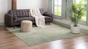 Green 8' x 8' Austin Square Area Rug 100% Polyester Durable Cotton Backing Living Dining Room Bedroom Office Vintage Decor Carpet for Sale at Rug Engine