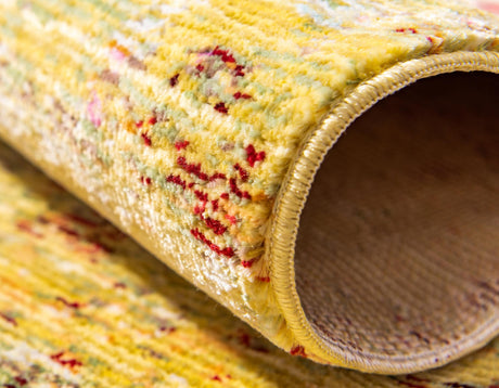 Yellow 8' x 8' Austin Square Area Rug 100% Polyester Durable Cotton Backing Living Dining Room Bedroom Office Vintage Decor Carpet for Sale at Rug Engine