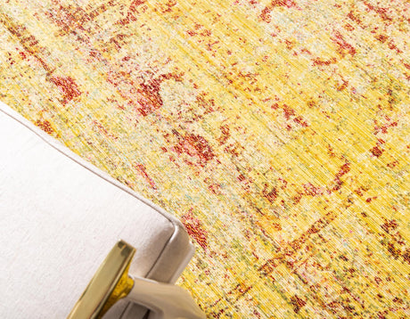 Yellow 6' 1 x 6' 1 Austin Round Area Rug 100% Polyester Durable Cotton Backing Living Dining Room Bedroom Office Vintage Decor Carpet for Sale at Rug Engine