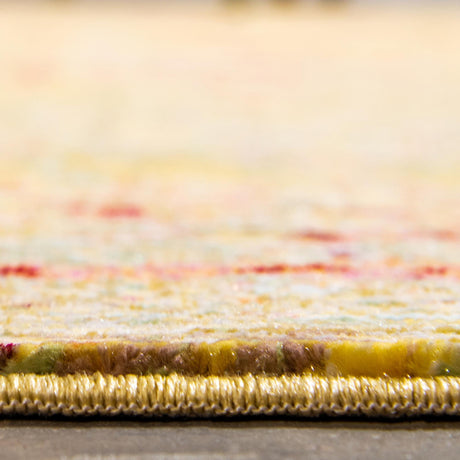 Yellow 7' 1 x 10' Austin Rectangle Area Rug 100% Polyester Durable Cotton Backing Living Dining Room Bedroom Office Vintage Decor Carpet for Sale at Rug Engine