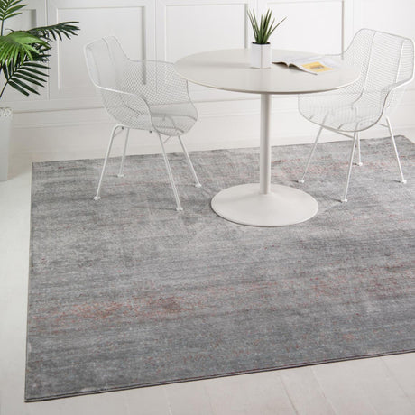 Gray 8' x 8' Austin Square Area Rug 100% Polyester Durable Cotton Backing Living Dining Room Bedroom Office Vintage Decor Carpet for Sale at Rug Engine