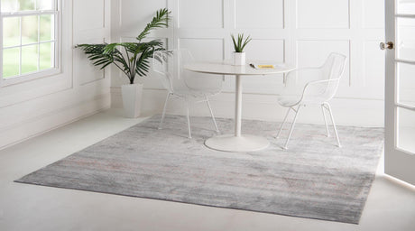 Gray 8' x 8' Austin Square Area Rug 100% Polyester Durable Cotton Backing Living Dining Room Bedroom Office Vintage Decor Carpet for Sale at Rug Engine