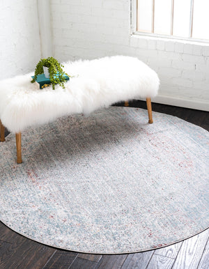 Gray 6' 1 x 6' 1 Austin Round Area Rug 100% Polyester Durable Cotton Backing Living Dining Room Bedroom Office Vintage Decor Carpet for Sale at Rug Engine