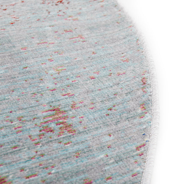 Gray 6' 1 x 6' 1 Austin Round Area Rug 100% Polyester Durable Cotton Backing Living Dining Room Bedroom Office Vintage Decor Carpet for Sale at Rug Engine