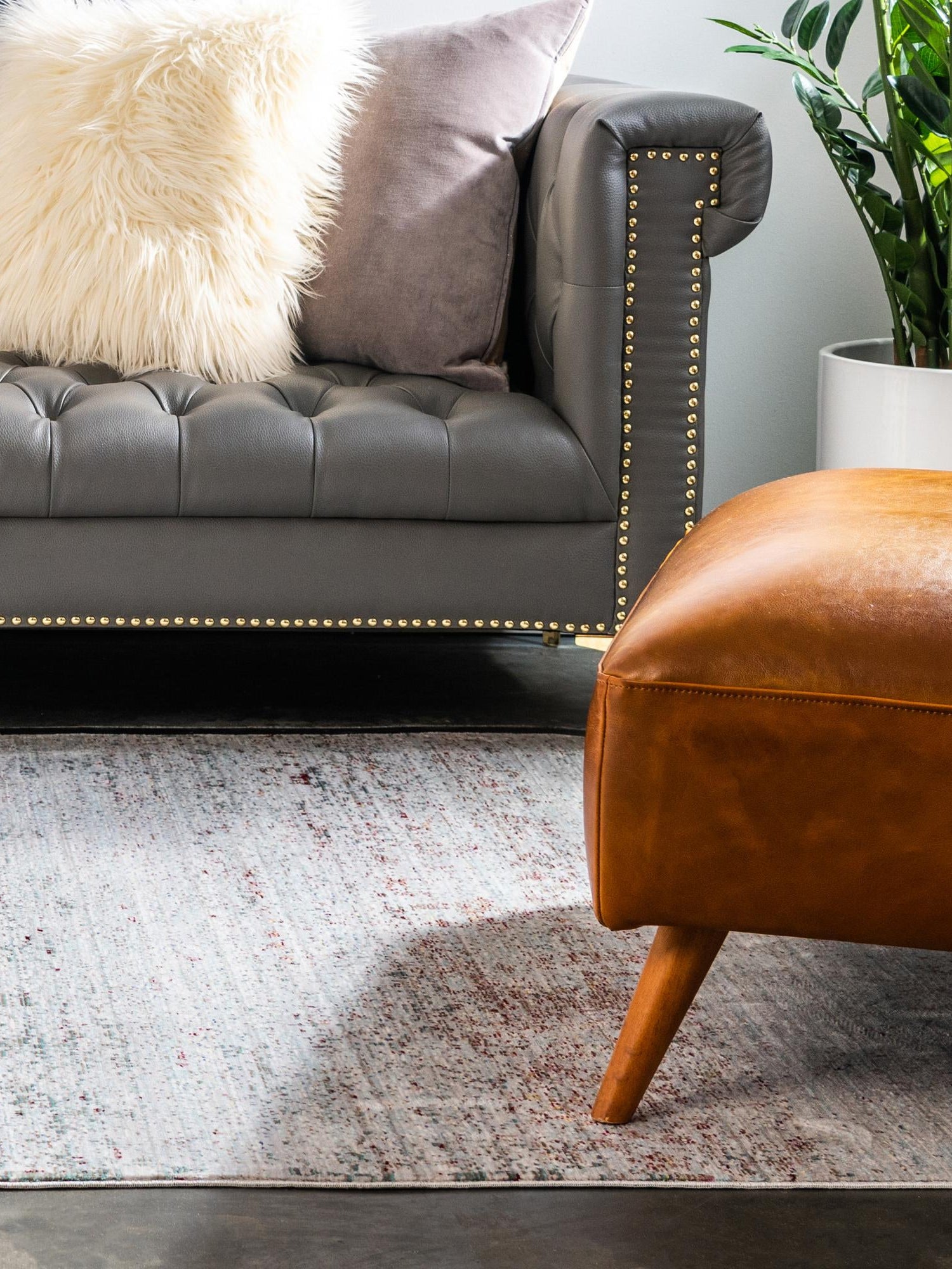 Gray 6' 1 x 9' Austin Rectangle Area Rug 100% Polyester Durable Cotton Backing Living Dining Room Bedroom Office Vintage Decor Carpet for Sale at Rug Engine