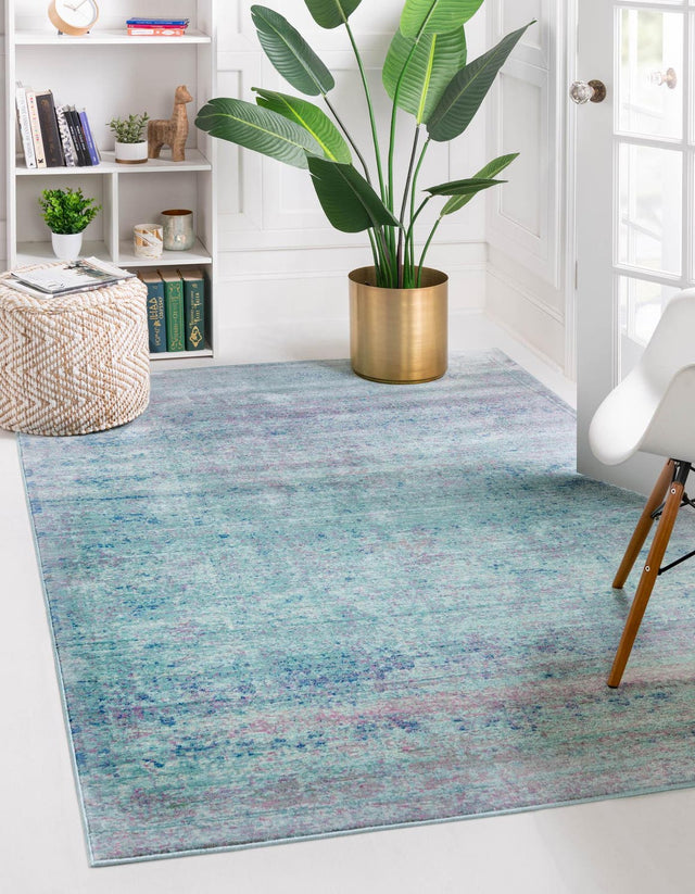 Light Blue 6' 1 x 9' Austin Rectangle Area Rug 100% Polyester Durable Cotton Backing Living Dining Room Bedroom Office Vintage Decor Carpet for Sale at Rug Engine