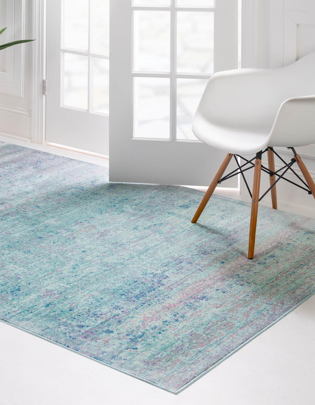 Light Blue 7' 1 x 10' Austin Rectangle Area Rug 100% Polyester Durable Cotton Backing Living Dining Room Bedroom Office Vintage Decor Carpet for Sale at Rug Engine