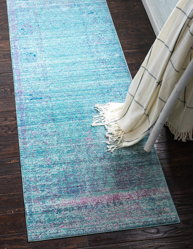 Light Blue 2' 7 x 9' 10 Austin Runner Area Rug 100% Polyester Durable Cotton Backing Living Dining Room Bedroom Office Vintage Decor Carpet for Sale at Rug Engine
