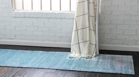 Light Blue 2' 7 x 9' 10 Austin Runner Area Rug 100% Polyester Durable Cotton Backing Living Dining Room Bedroom Office Vintage Decor Carpet for Sale at Rug Engine