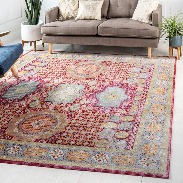 Beige 8' x 8' Austin Square Area Rug 100% Polyester Durable Cotton Backing Living Dining Room Bedroom Office Vintage Decor Carpet for Sale at Rug Engine