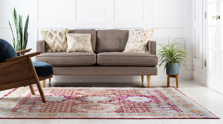 Beige 8' x 8' Austin Square Area Rug 100% Polyester Durable Cotton Backing Living Dining Room Bedroom Office Vintage Decor Carpet for Sale at Rug Engine