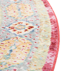 Beige 6' 1 x 6' 1 Austin Round Area Rug 100% Polyester Durable Cotton Backing Living Dining Room Bedroom Office Vintage Decor Carpet for Sale at Rug Engine