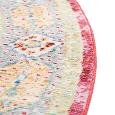 Beige 6' 1 x 6' 1 Austin Round Area Rug 100% Polyester Durable Cotton Backing Living Dining Room Bedroom Office Vintage Decor Carpet for Sale at Rug Engine