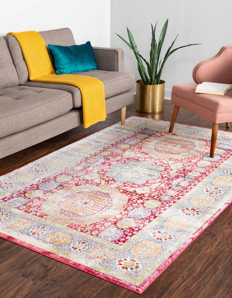 Beige 7' 1 x 10' Austin Rectangle Area Rug 100% Polyester Durable Cotton Backing Living Dining Room Bedroom Office Vintage Decor Carpet for Sale at Rug Engine