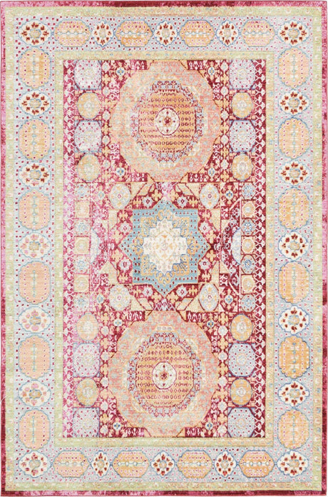 Beige 5' 1 x 8' Austin Rectangle Area Rug 100% Polyester Durable Cotton Backing Living Dining Room Bedroom Office Vintage Decor Carpet for Sale at Rug Engine