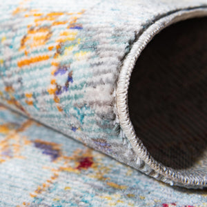 Light Blue 8' x 8' Austin Square Area Rug 100% Polyester Durable Cotton Backing Living Dining Room Bedroom Office Vintage Decor Carpet for Sale at Rug Engine