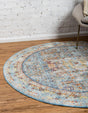 Light Blue 5' 3 x 5' 3 Austin Round Area Rug 100% Polyester Durable Cotton Backing Living Dining Room Bedroom Office Vintage Decor Carpet for Sale at Rug Engine