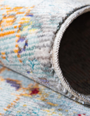 Light Blue 5' 3 x 5' 3 Austin Round Area Rug 100% Polyester Durable Cotton Backing Living Dining Room Bedroom Office Vintage Decor Carpet for Sale at Rug Engine
