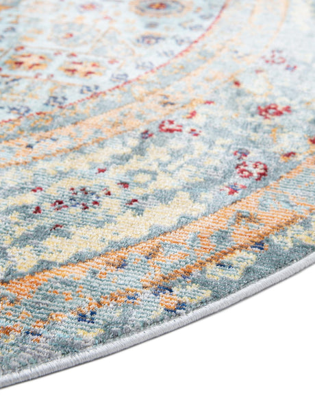 Light Blue 4' x 4' Austin Round Area Rug 100% Polyester Durable Cotton Backing Living Dining Room Bedroom Office Vintage Decor Carpet for Sale at Rug Engine