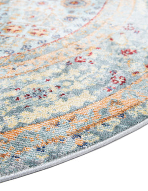 Light Blue 5' 3 x 5' 3 Austin Round Area Rug 100% Polyester Durable Cotton Backing Living Dining Room Bedroom Office Vintage Decor Carpet for Sale at Rug Engine