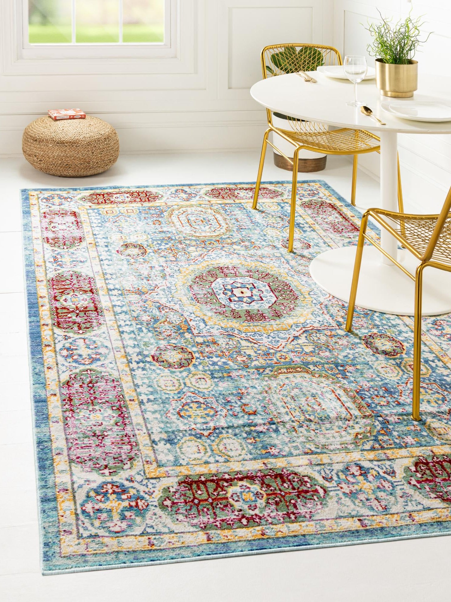 Blue 10' x 13' 1 Austin Rectangle Area Rug 100% Polyester Durable Cotton Backing Living Dining Room Bedroom Office Vintage Decor Carpet for Sale at Rug Engine