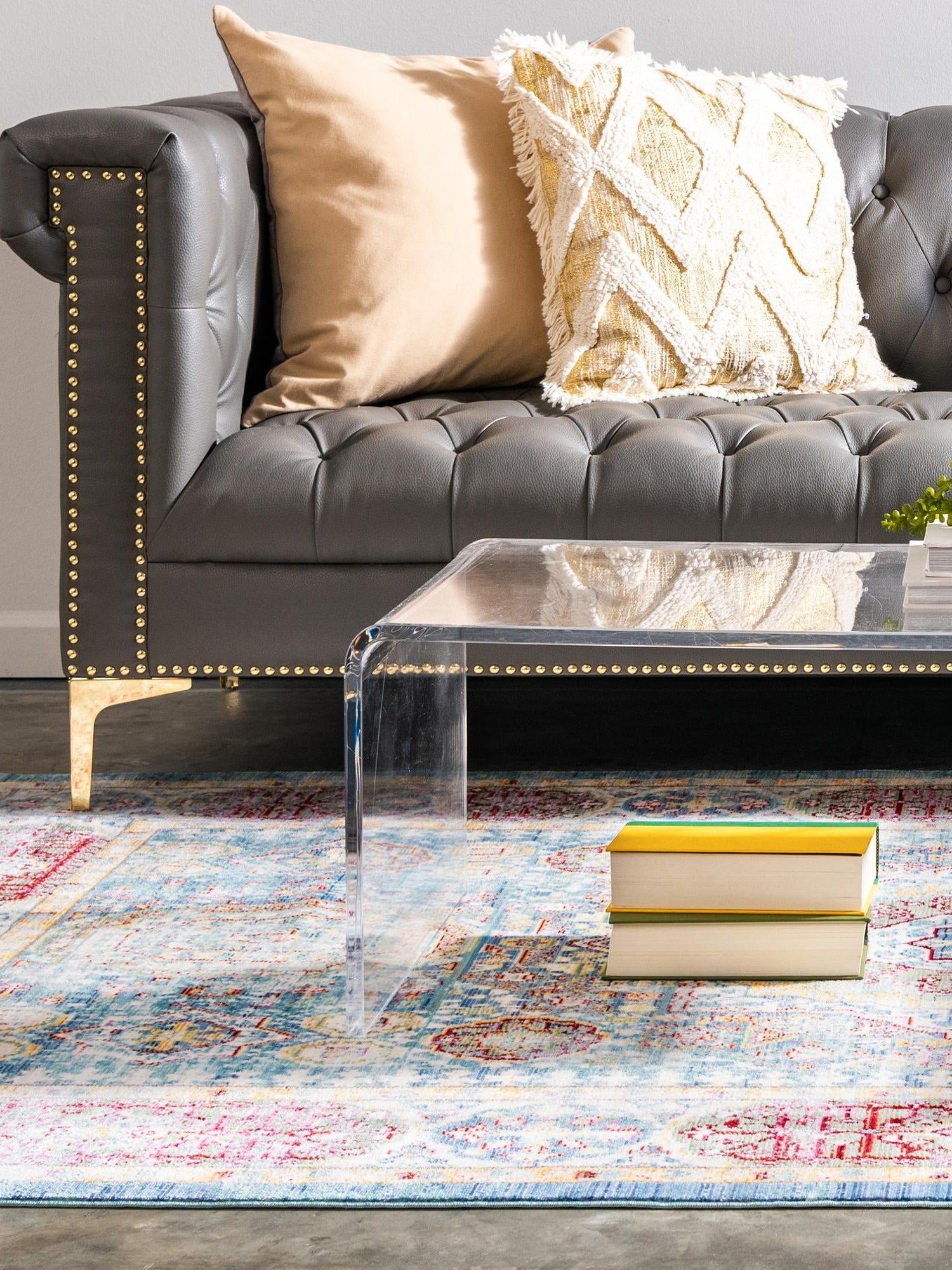 Blue 10' x 13' 1 Austin Rectangle Area Rug 100% Polyester Durable Cotton Backing Living Dining Room Bedroom Office Vintage Decor Carpet for Sale at Rug Engine