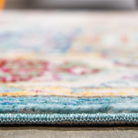 Blue 5' 1 x 8' Austin Rectangle Area Rug 100% Polyester Durable Cotton Backing Living Dining Room Bedroom Office Vintage Decor Carpet for Sale at Rug Engine