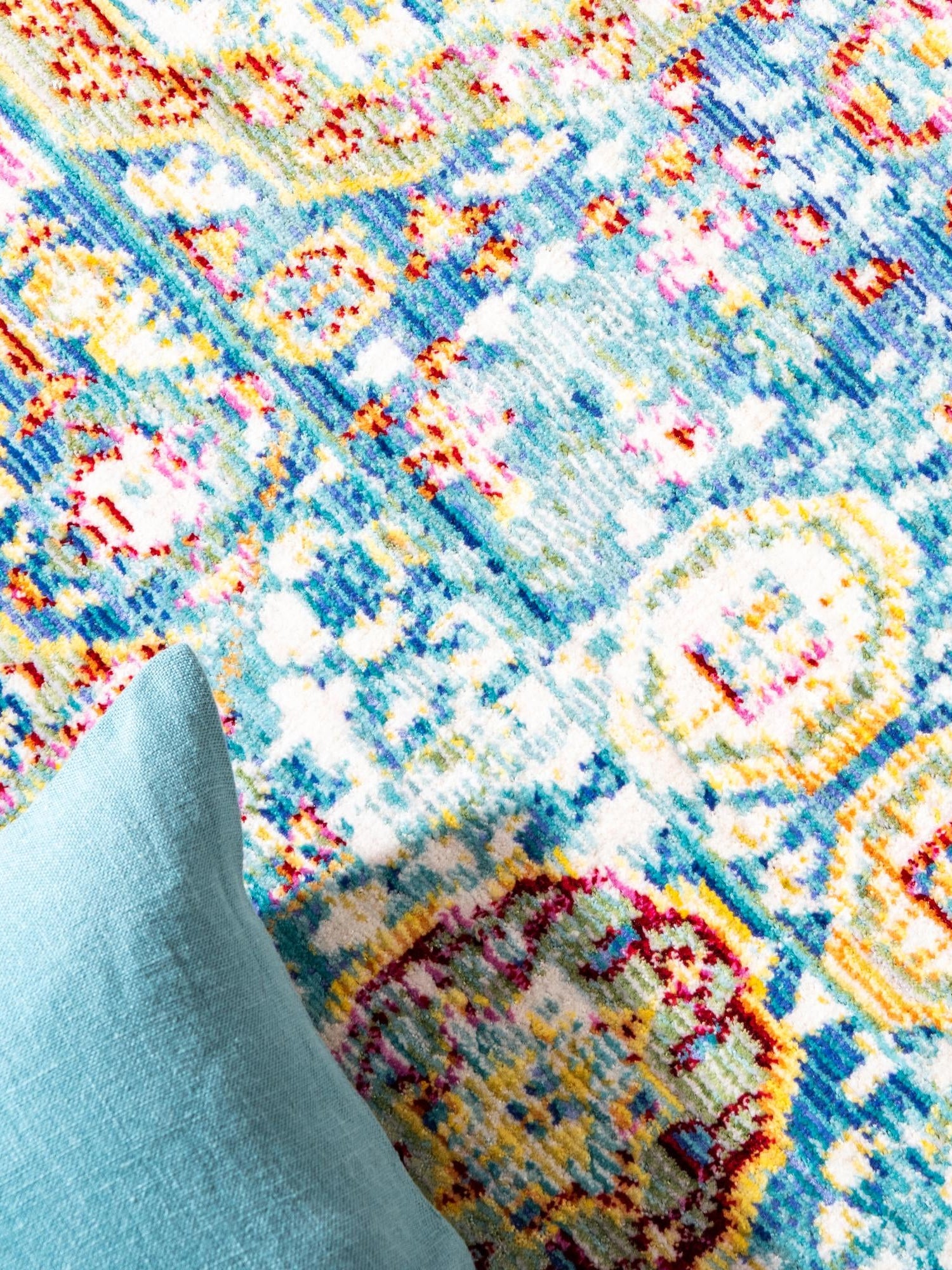 Blue 5' 1 x 8' Austin Rectangle Area Rug 100% Polyester Durable Cotton Backing Living Dining Room Bedroom Office Vintage Decor Carpet for Sale at Rug Engine