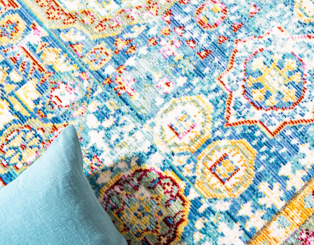 Blue 2' 7 x 9' 10 Austin Runner Area Rug 100% Polyester Durable Cotton Backing Living Dining Room Bedroom Office Vintage Decor Carpet for Sale at Rug Engine