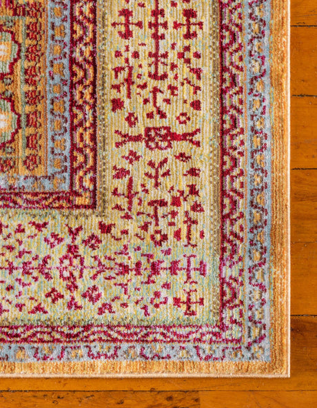 Gold 8' x 8' Austin Square Area Rug 100% Polyester Durable Cotton Backing Living Dining Room Bedroom Office Vintage Decor Carpet for Sale at Rug Engine