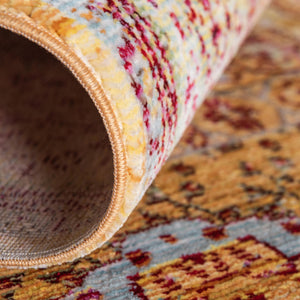 Gold 6' 1 x 6' 1 Austin Round Area Rug 100% Polyester Durable Cotton Backing Living Dining Room Bedroom Office Vintage Decor Carpet for Sale at Rug Engine