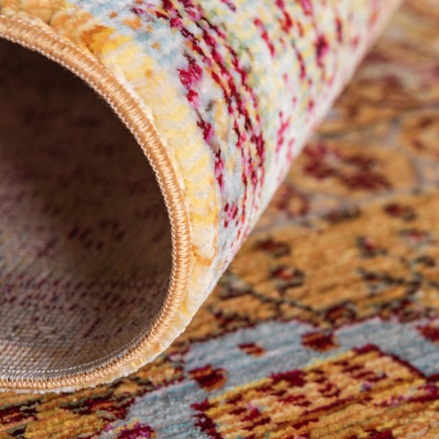 Gold 6' x 9' Austin Rectangle Area Rug 100% Polyester Durable Cotton Backing Living Dining Room Bedroom Office Vintage Decor Carpet for Sale at Rug Engine