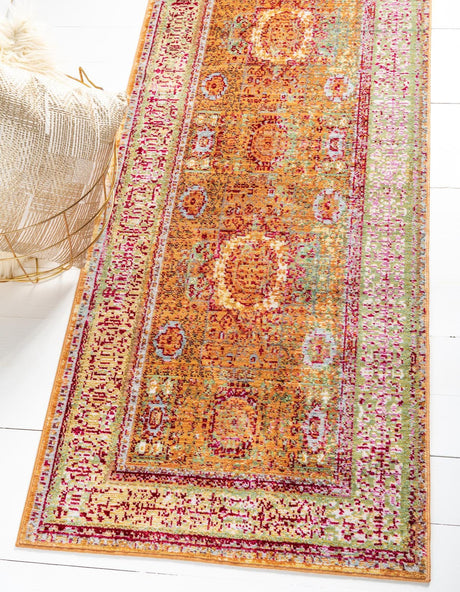 Gold 2' x 8' Austin Runner Area Rug 100% Polyester Durable Cotton Backing Living Dining Room Bedroom Office Vintage Decor Carpet for Sale at Rug Engine