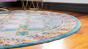 Multicolor 6' 1 x 6' 1 Austin Round Area Rug 100% Polyester Durable Cotton Backing Living Dining Room Bedroom Office Vintage Decor Carpet for Sale at Rug Engine