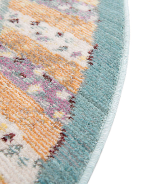 Multicolor 6' 1 x 6' 1 Austin Round Area Rug 100% Polyester Durable Cotton Backing Living Dining Room Bedroom Office Vintage Decor Carpet for Sale at Rug Engine