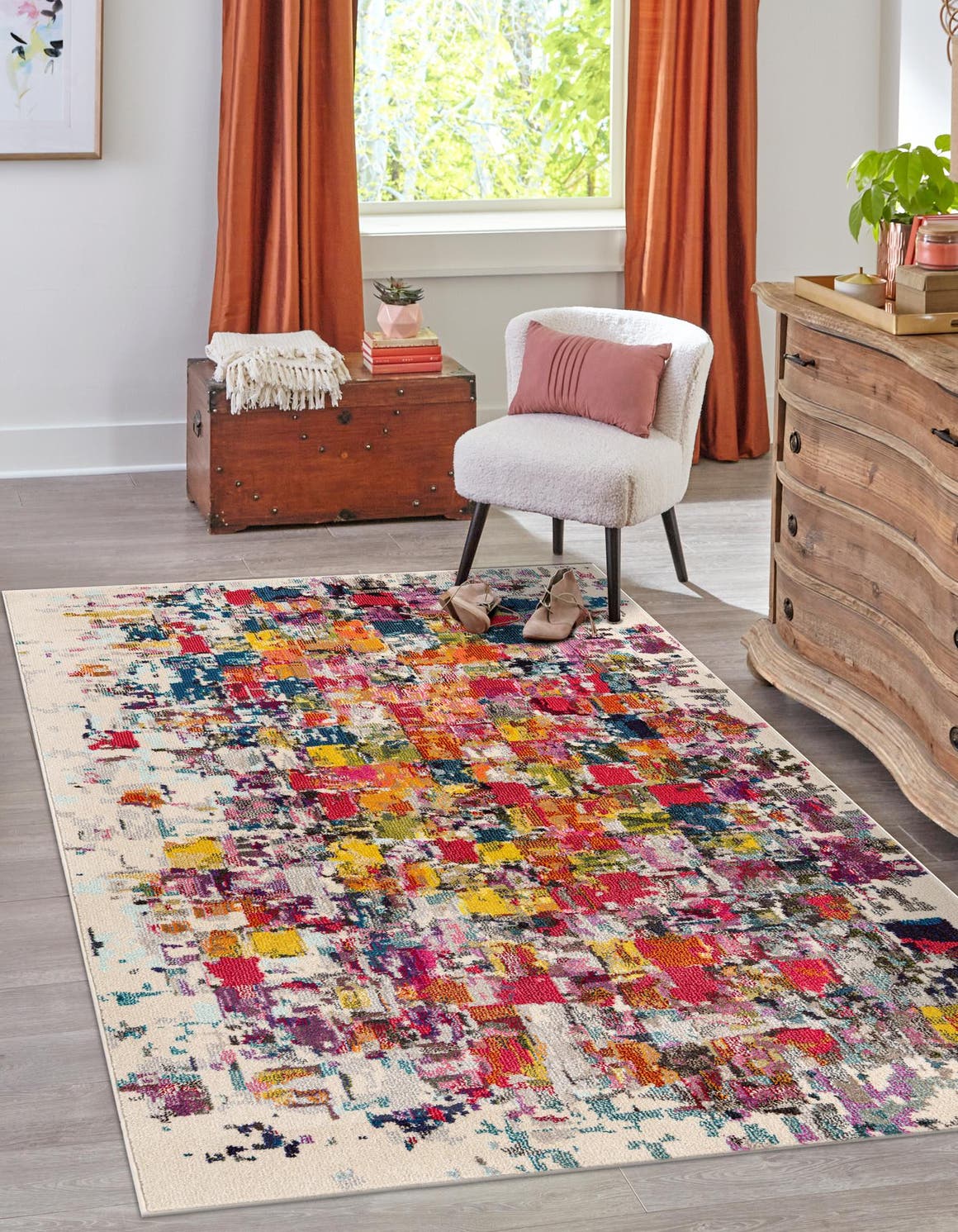 Multicolor 3' 3 x 5' 3 Estrella Rectangle Area Rug 100% Polypropylene Non-Shedding Stain Resistant Carpet Colorful Modern Abstract Design Easy Clean for Home Decor for Sale at Rug Engine