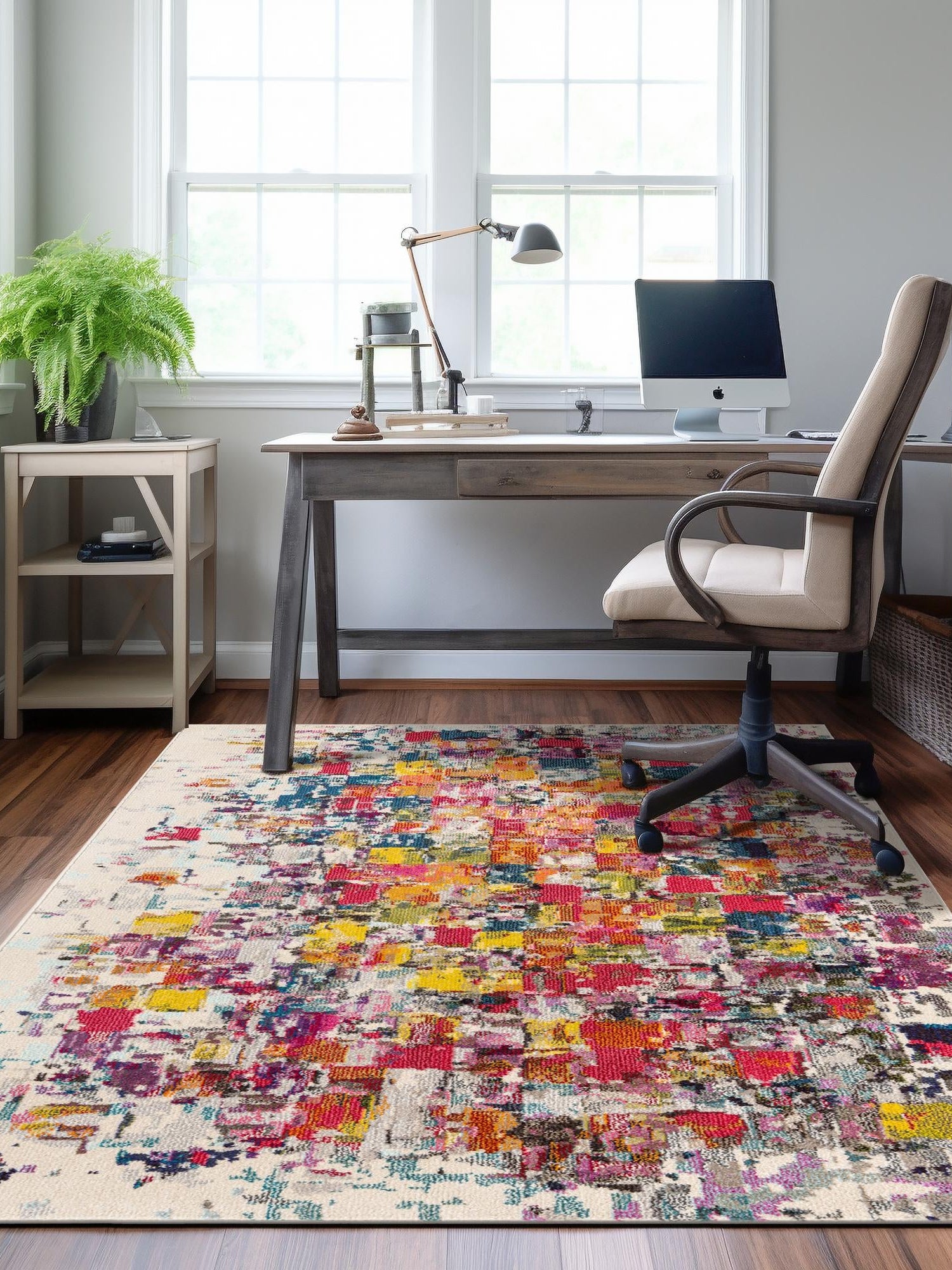Multicolor 5' 1 x 8' Estrella Rectangle Area Rug 100% Polypropylene Non-Shedding Stain Resistant Carpet Colorful Modern Abstract Design Easy Clean for Home Decor for Sale at Rug Engine