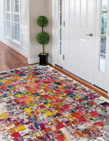 Multicolor 9' x 12' 2 Estrella Rectangle Area Rug 100% Polypropylene Non-Shedding Stain Resistant Carpet Colorful Modern Abstract Design Easy Clean for Home Decor for Sale at Rug Engine