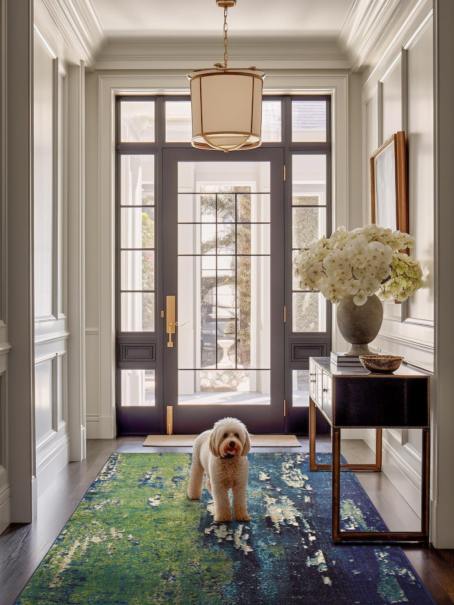 Navy Blue 5' 1 x 8' Estrella Rectangle Area Rug 100% Polypropylene Non-Shedding Stain Resistant Carpet Colorful Modern Abstract Design Easy Clean for Home Decor for Sale at Rug Engine