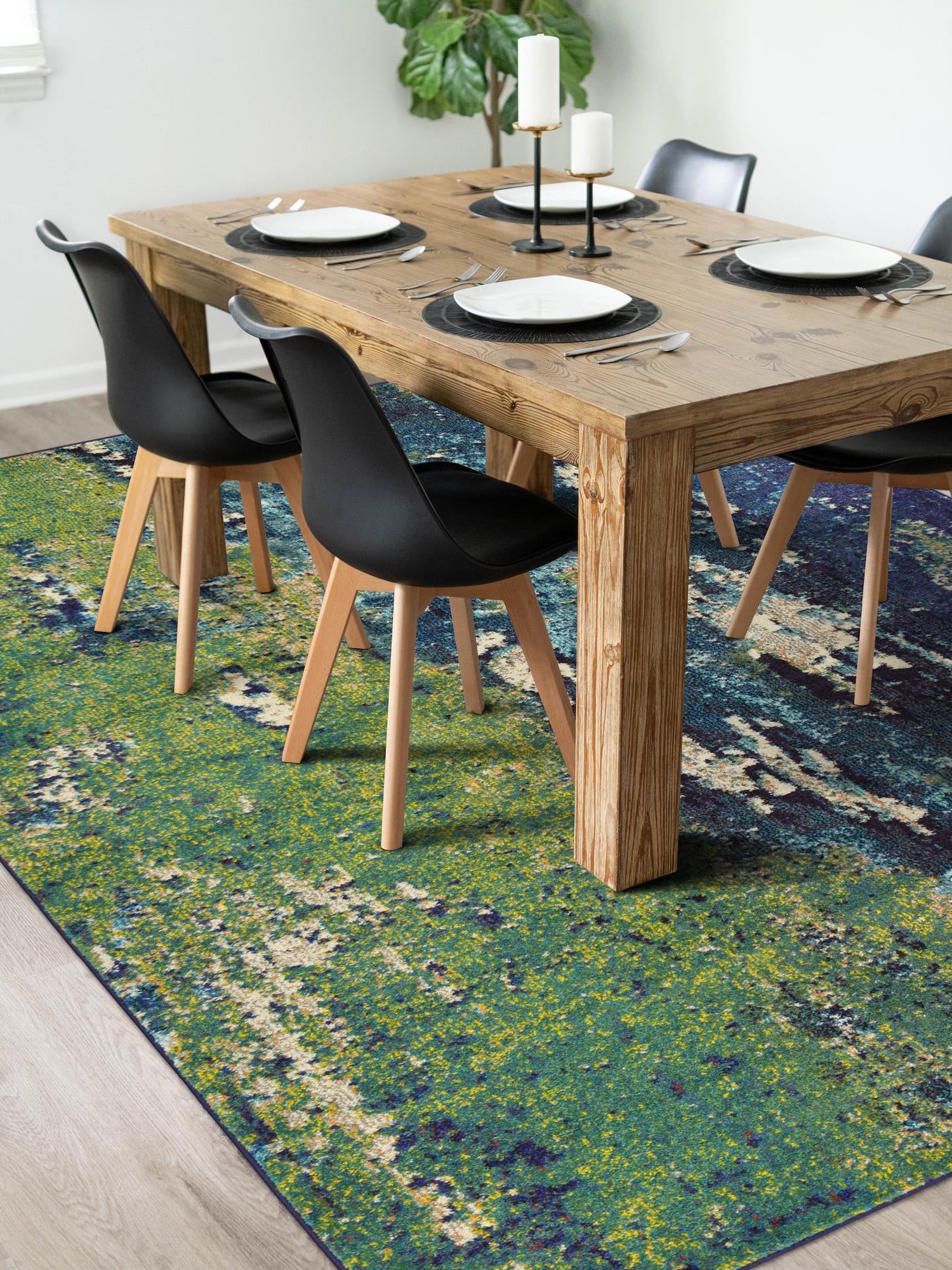 Navy Blue 7' 1 x 10' Estrella Rectangle Area Rug 100% Polypropylene Non-Shedding Stain Resistant Carpet Colorful Modern Abstract Design Easy Clean for Home Decor for Sale at Rug Engine