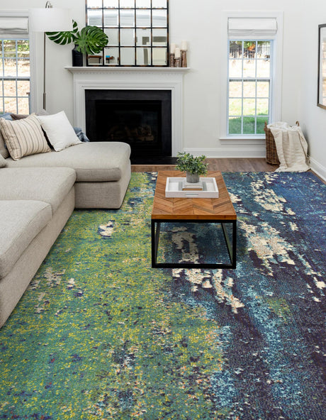 Navy Blue 3' 3 x 5' 3 Estrella Rectangle Area Rug 100% Polypropylene Non-Shedding Stain Resistant Carpet Colorful Modern Abstract Design Easy Clean for Home Decor for Sale at Rug Engine