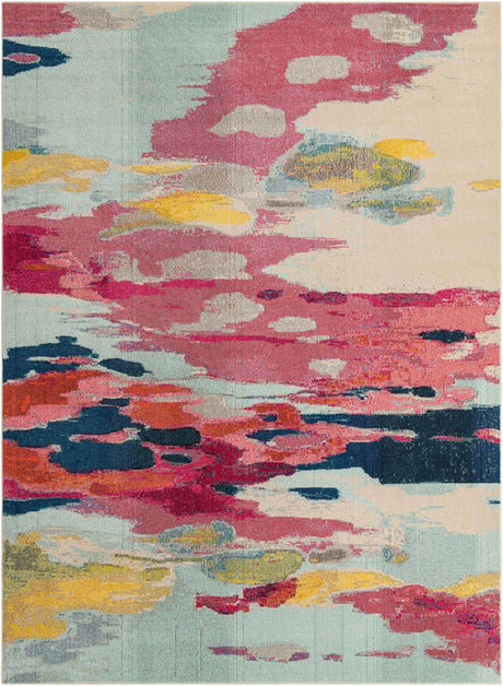 Pink 9' x 12' Estrella Rectangle Area Rug 100% Polypropylene Non-Shedding Stain Resistant Carpet Colorful Modern Abstract Design Easy Clean for Home Decor for Sale at Rug Engine