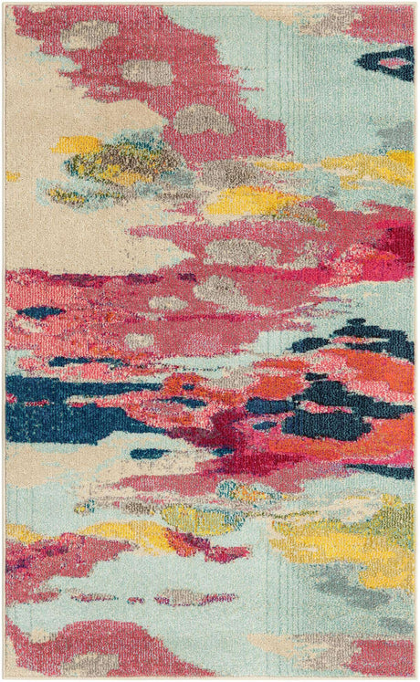 Pink 3' 3 x 5' 3 Estrella Rectangle Area Rug 100% Polypropylene Non-Shedding Stain Resistant Carpet Colorful Modern Abstract Design Easy Clean for Home Decor for Sale at Rug Engine