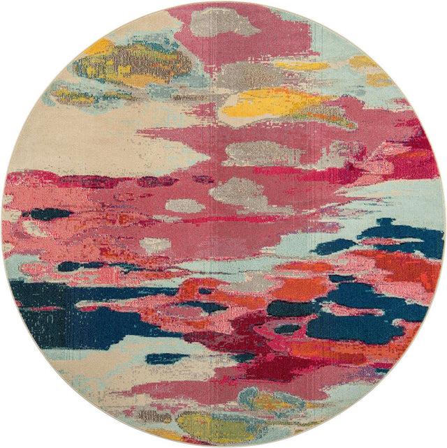 Pink 8' x 8' Estrella Round Rug