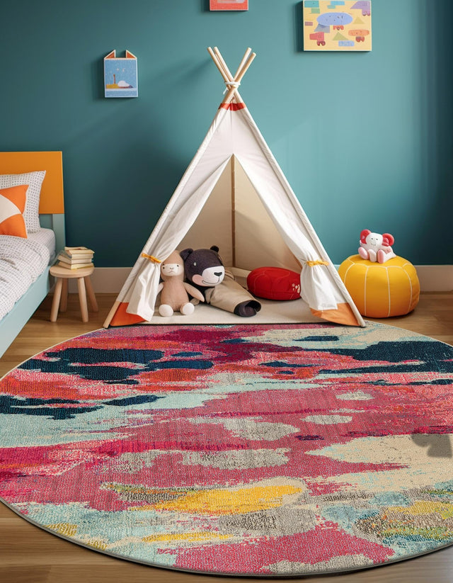Pink 8' x 8' Estrella Round Rug