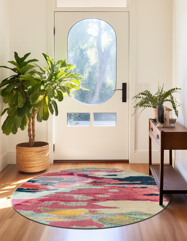 Pink 8' x 8' Estrella Round Rug