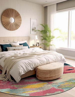 Pink 8' x 8' Estrella Round Rug