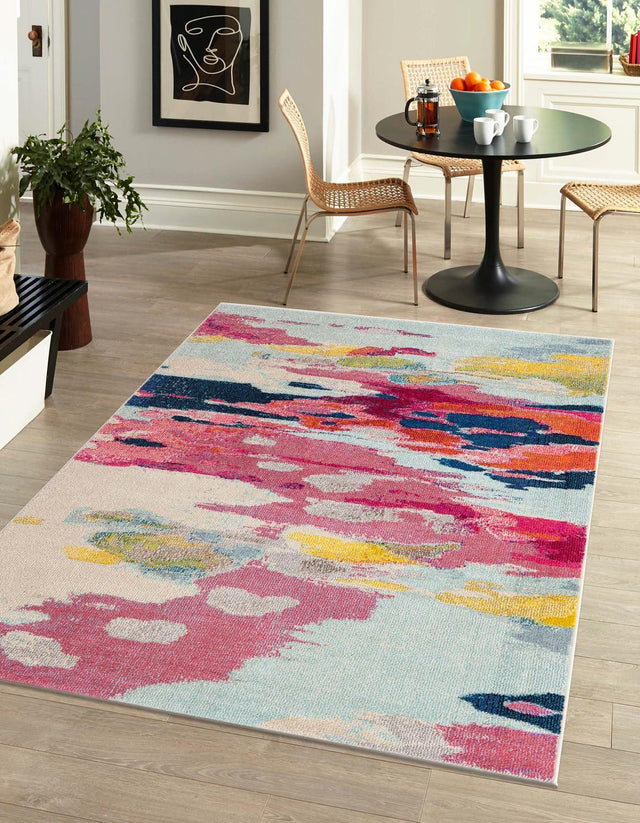 Pink 10' x 13' 1 Estrella Rectangle Area Rug 100% Polypropylene Non-Shedding Stain Resistant Carpet Colorful Modern Abstract Design Easy Clean for Home Decor for Sale at Rug Engine