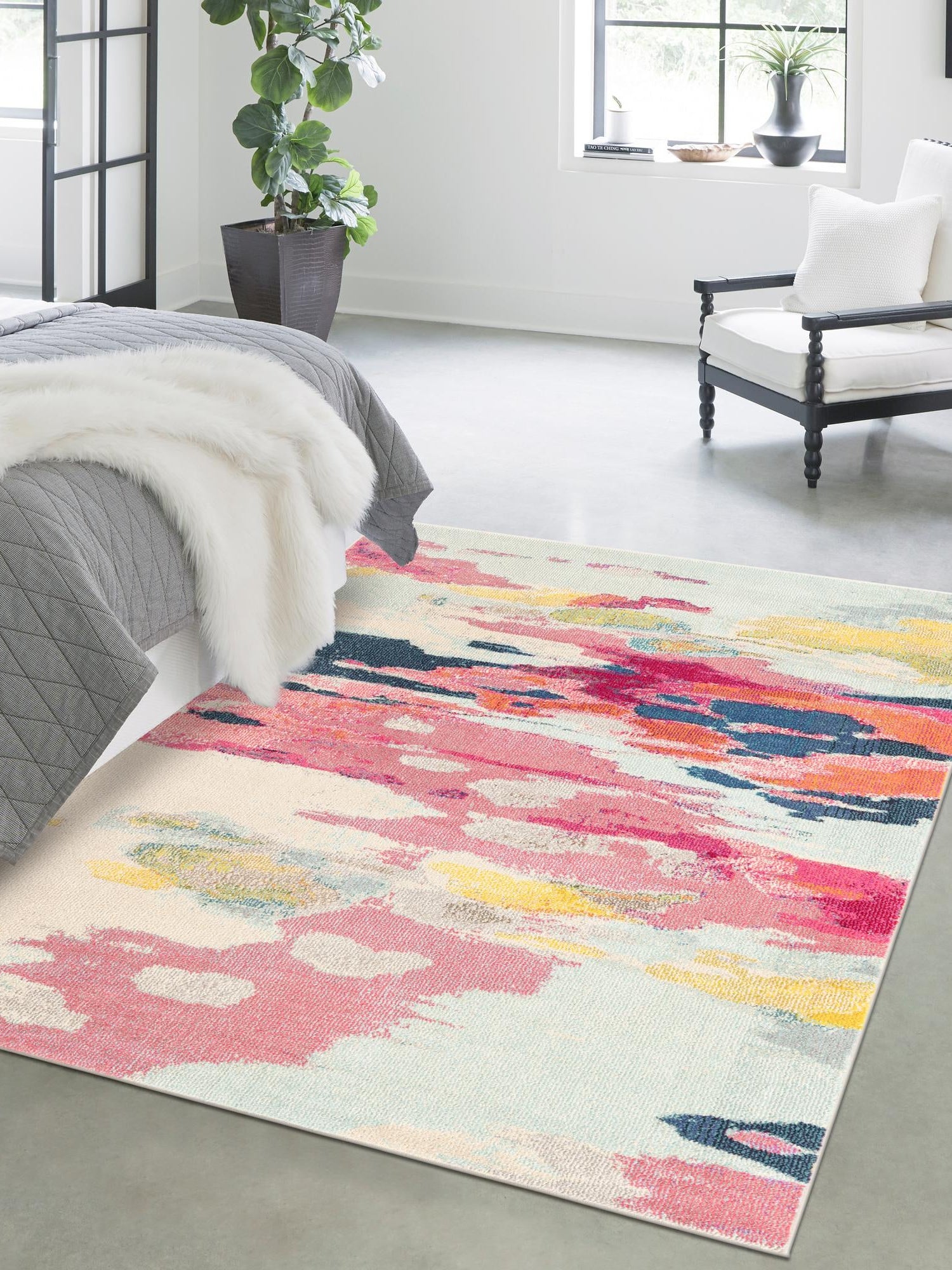 Pink 10' x 13' 1 Estrella Rectangle Area Rug 100% Polypropylene Non-Shedding Stain Resistant Carpet Colorful Modern Abstract Design Easy Clean for Home Decor for Sale at Rug Engine