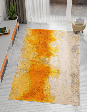 Yellow 9' x 12' 2 Estrella Rectangle Area Rug 100% Polypropylene Non-Shedding Stain Resistant Carpet Colorful Modern Abstract Design Easy Clean for Home Decor for Sale at Rug Engine
